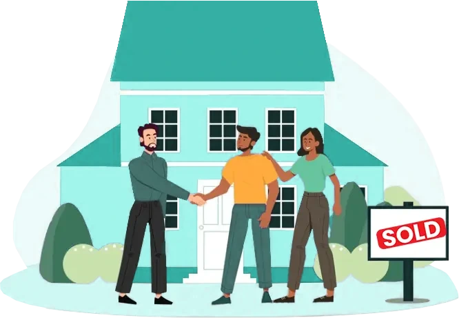 Illustration of a successful home sale with a Sold sign
